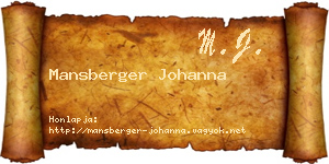 Mansberger Johanna névjegykártya
